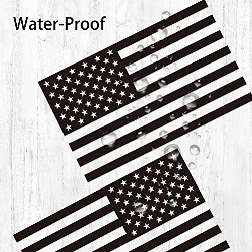 Image of 2 Pairs Die Cut Subdued Black American Flag Sticker 3 inch x 5 inch Tactical Military Flag USA Decal Great for Hard Hat, Car Vinyl Window Bumper Decal Sticker