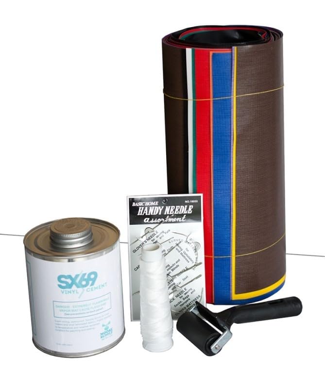 Moose Vinyl Deluxe Repair Kit Includes 32oz Sx Glue, Assorted Patches, Needles, Thread, Roller (Solid)