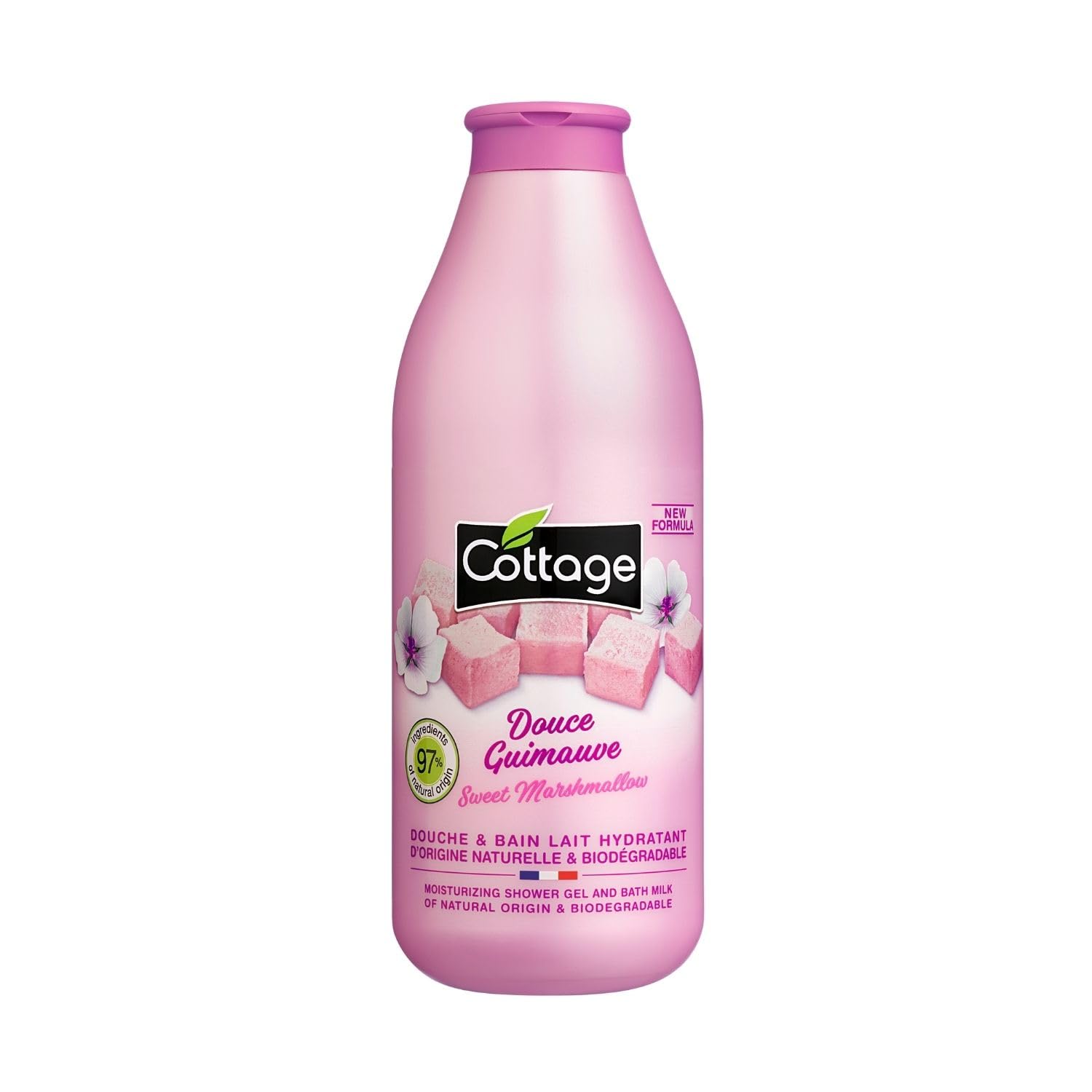 Cottage 2 in 1 Hydrating & Moisturising Body Wash - Sweet Marshmallow,750ml | 97% Natural Ingredients & Glycerin Shower Gel | Paraben-Free, Dermatologically Tested | Shower Milk For All Skin Types