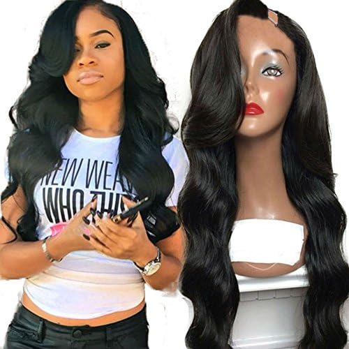 U Part Wig Human Hair Wigs for Black Women Brazilian Body Wave Upart Wigs Natural Color 18 Inch 150 Density