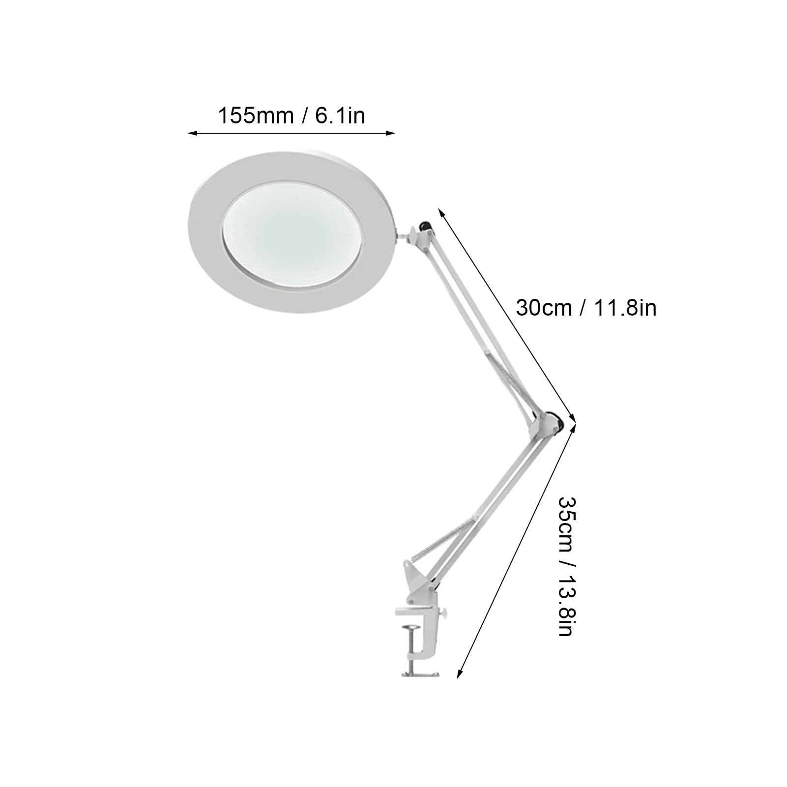 AMONIDA Lupa LED 10X con Brazo Flexible de Brillo Ajustable para Tareas Detalladas en el Banco de Trabajo, 1 Unidad (White)