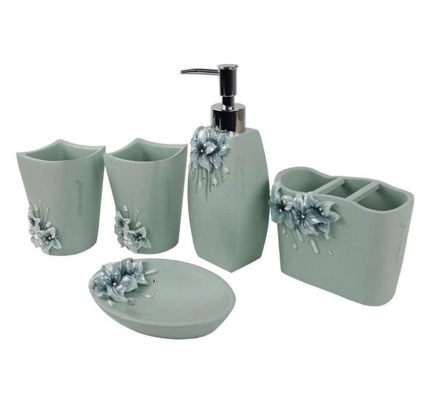Dispensador Jabón Set Juego De 5 Piezas para Baño, Incluye Dispensador De Jabón, Soporte para Cepillo De Dientes, Dispensador De Jabón para Baño Baño Accesorios