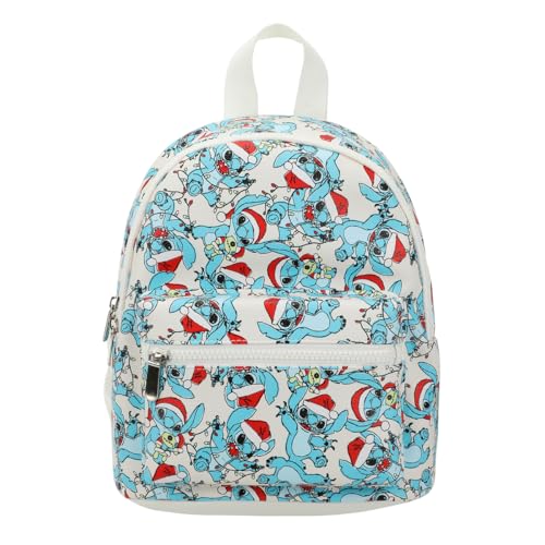Bioworld Disney Stitch Santa Stitch All-Over Print White Faux Leather 10.6