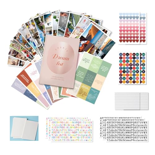 All-in-One Vision Board Kit – Foldable Hard Board, 540 Pre-Cut Cards, 30 Sheets, Alphabet & Icon Stickers, Labels & Photo Corners for Intention Setting & Goal Planning (Soft Blush Aesthetic)