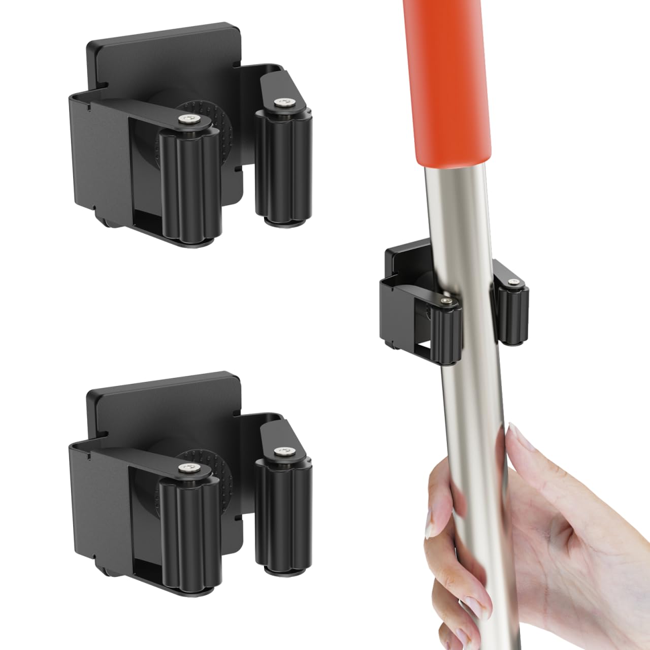 UNUSFIRE Magnetic Broom Holder,2 Pack Strong Magnetic Mount Broom and Mop Holder for Cleaning Tools,Power Non-Slip Magnetic Tool Holder Broom Hooks