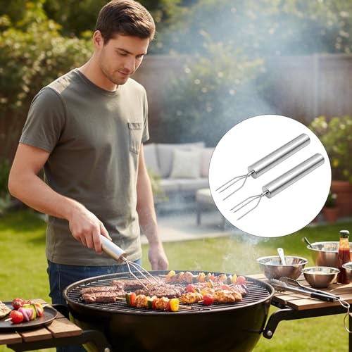 Ebksqs Edelstahl-Gabel Set - Vielseitige Pellkartoffelgabel & Maiskolben Spieße Für Grillen, Fondue & Obst (2 Stück)
