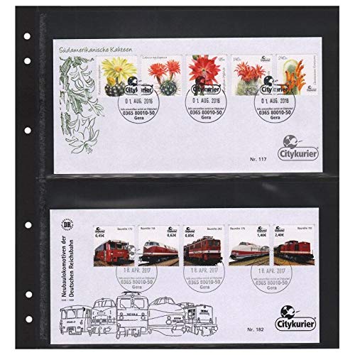 Feuillet Schaubek Blanko Like 10 pages album classeur timbres noir avec pochette 253 x 138 mm