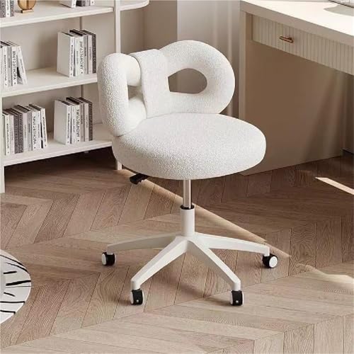Chaise de coiffeuse à roulettes blanche petit fauteuil de bureau réglable