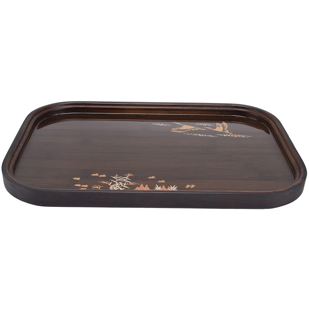 Bandeja para Servir té, Estilo Kungfu clásico, portátil, con Ranuras, Ideal para el hogar y la Oficina (marrón, 30 x 30 x 2,5 cm)