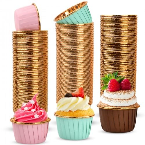 Wisebom Lot de 150 caissettes en papier d'aluminium pour cupcakes, muffins, cupcakes, muffins