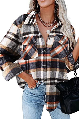 Image of Magritta Womens Shirts Button Down Long Sleeve Collared V Neck Oversized Blouses Tops with Pockets