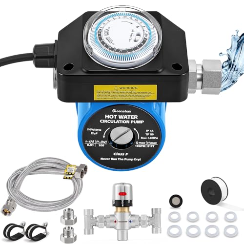Moonshan Instant Hot Water Recirculating Pump with Stainless Steel Adjustable Bypass Valve Kit for Tank Water Heaters Circulator Pump with Upgraded Timer Water Recirculating System with Complete Kit