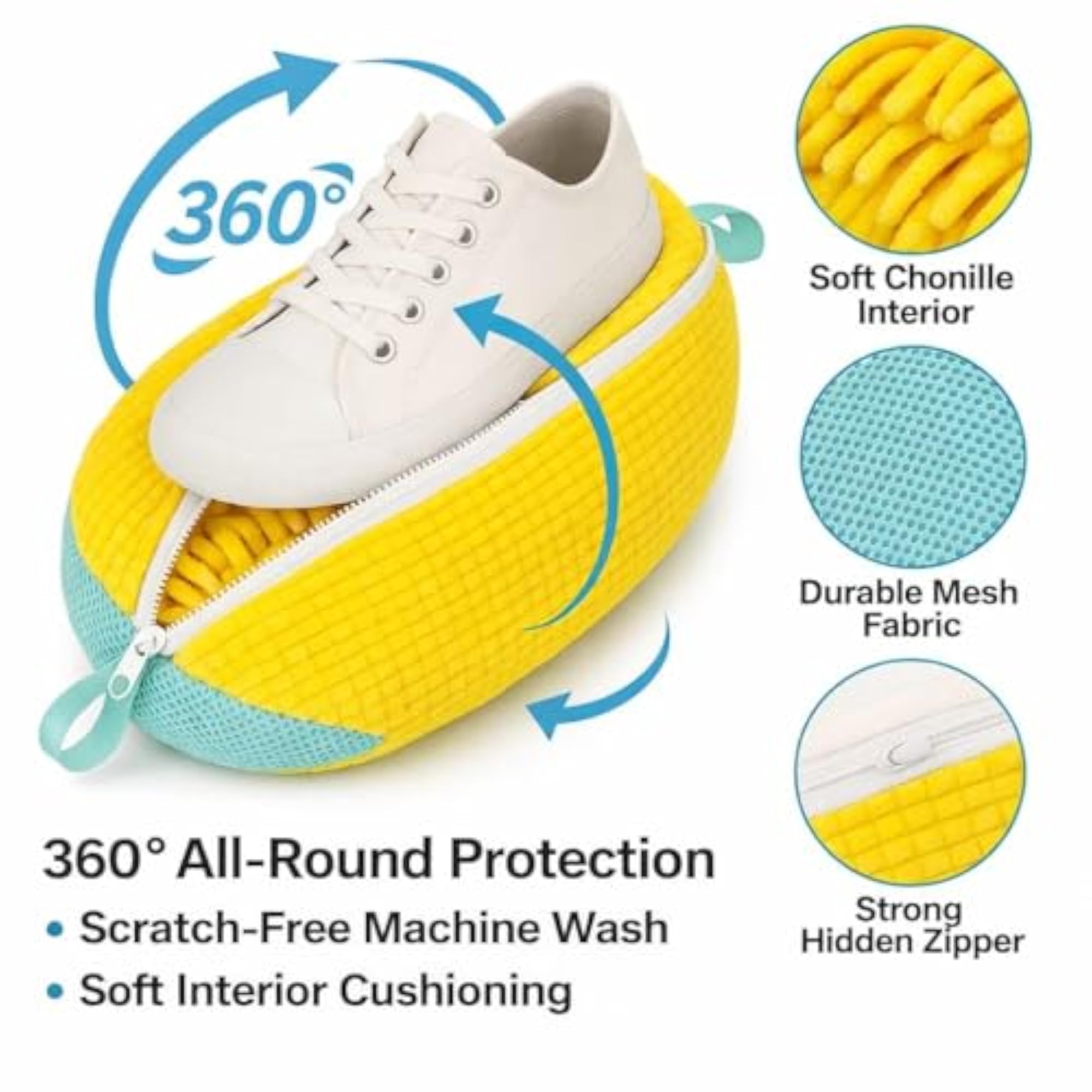 Shoes Washing Bag for Laundry Machine, Reusable Mesh Zipper Bag