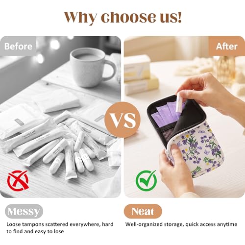 Image of 2PCS Tampon Holder Zipper Pouches Portable Period Bags