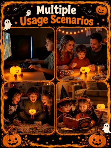 Image of Ammonite Pumpkin Night Light, Funny Halloween Decoration Soft Silicone Nursery Lamp with 3 Dimming Levels and 30-Minute Timer Nightlight for Bedroom Decor, Christmas Birthday Gift