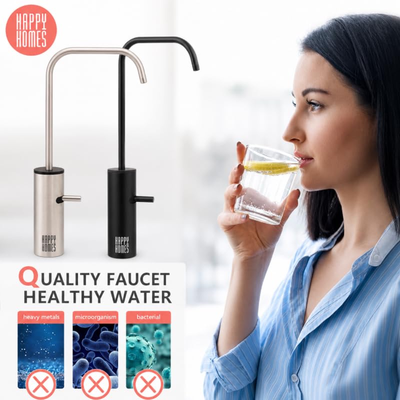 Image of Happy Homes Stainless Steel Faucet Tap - Ideal for Undersink RO Water Purifiers & Kitchen Sinks - Durable Drinking Water Filter Tap (Silver Steel)