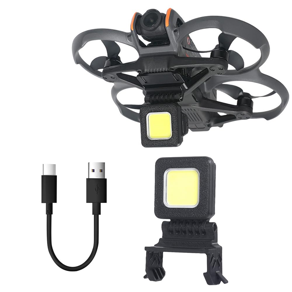 2-in-1 LED Navigation Light & Gimbal Guard for DJI Avata 2 Drone, Anti-Collision Bumper Protective Cover with 3 Lighting Modes, 80° Adjustable, Built-in Battery & 29mm Rise Protection for Night Flight