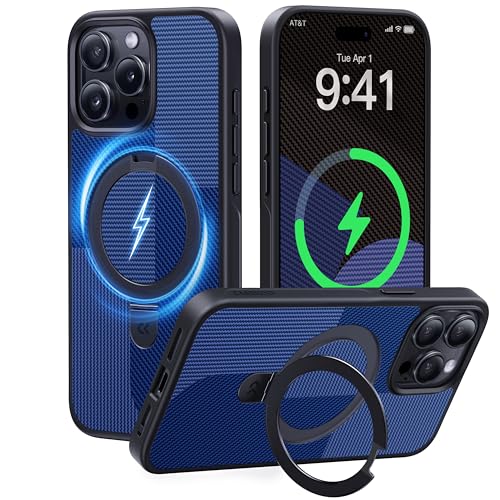 Image of CASEKOO for iPhone 15 Pro Max Case with Ultra-Magnetic Stand, Ocean Blue | [Military Drop Protection] [Compatible with MagSafe] Shockproof Slim Translucent Matte Phone Case for iPhone 15 Pro Max, 6.7 inch