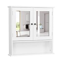 Yaheetech Armadio da parete con specchio, ripiano regolabile in altezza