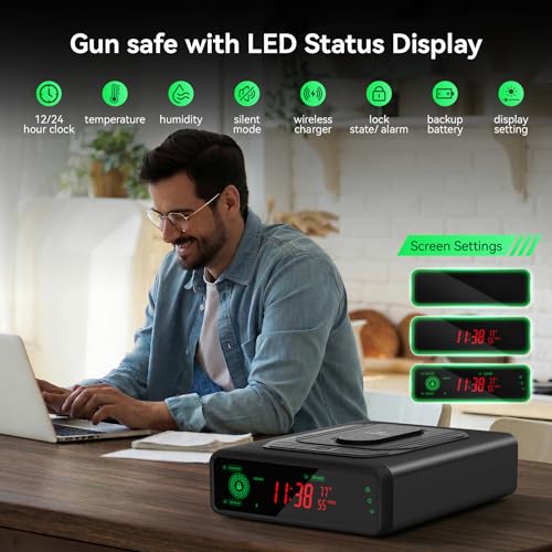 Image of Biometric Gun Safe for Handgun, 0.3S Auto-Open & 2X Wireless Charging