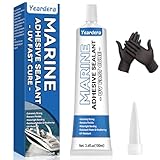3.4 oz Marine Adhesive Sealant White, Marine Silicone Sealant Permanent, Marine Glue Waterproof, High Bond Strength, Fast Cure, UV Resistant, Above & Below Waterline