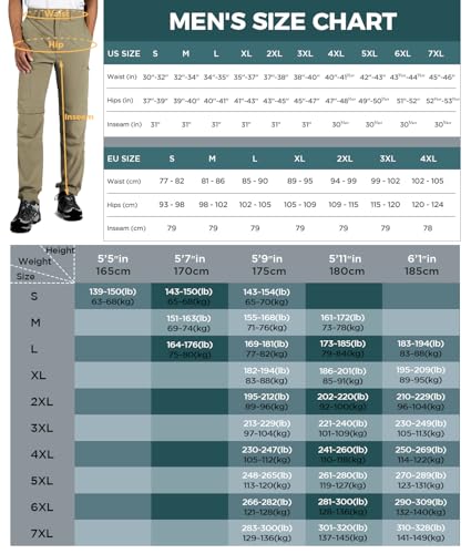 Wespornow Herren Zip-Off-Wanderhose-Abnehmbar-Trekkinghose, Atmungsaktiv Outdoorhose Arbeit Hosen Schnell Trockend Sommer Funktionshose mit 5 Taschen (Khaki, L)
