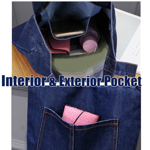Bolsa Tote de Lona Denim con Cierre para Mujer miniatura 5