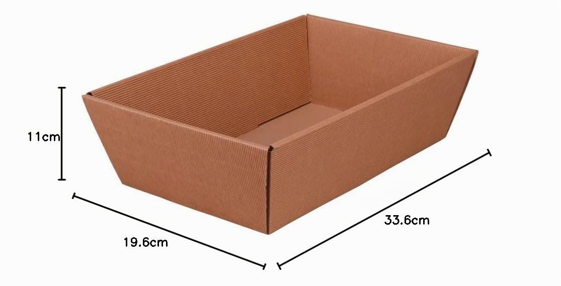Geschenkkörbe, Präsentkörbe, Wellpappe, rechteckig, naturfarben, 33,6 x 19,6 x 11 cm, 25 Stück