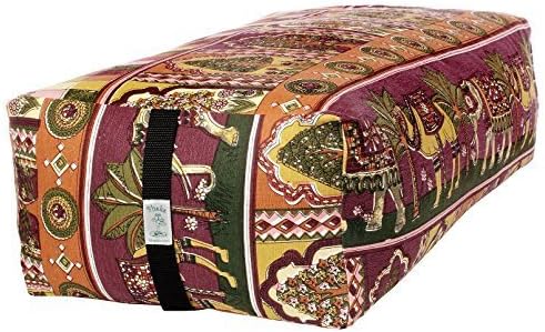 Bheka Rectangular 100% Cotton Yoga Bolster (India Ruby Print) by Bheka