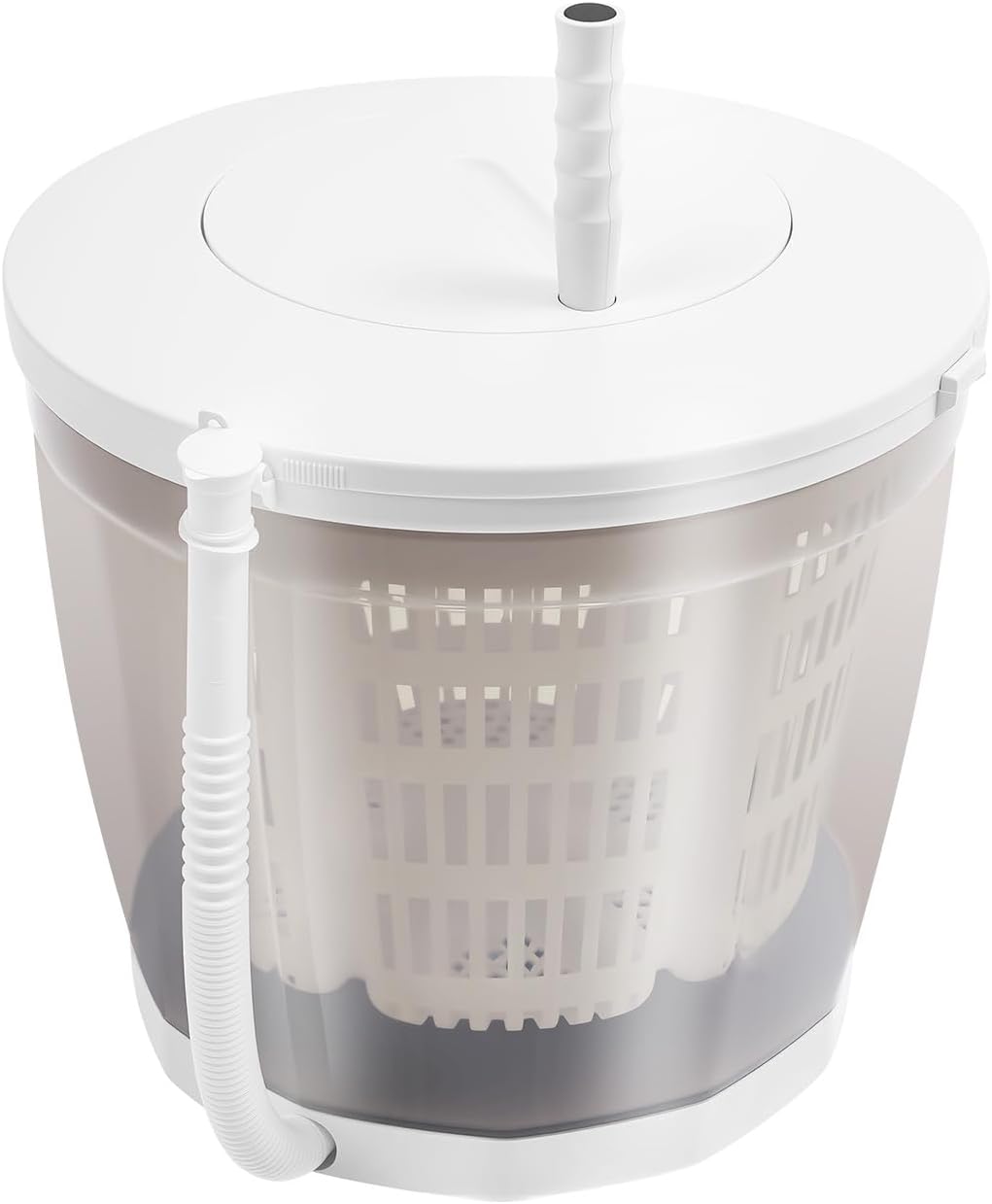 2 in 1 Non-Electric Washing Machine, Grey Mini Manual Washing Machine for Clothes Hand Crank Washer Portable Clothes Spin Dryer for Camping, Apartments, RV
