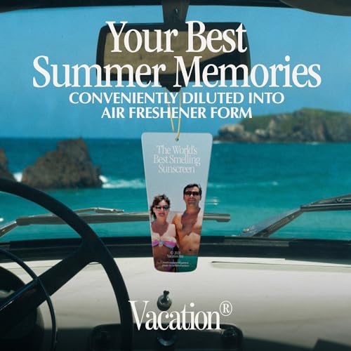 Image of Vacation Car Air Freshener, Pack of 3 - Hanging Air Freshener for Car, Home and Office, Vacation by Vacation Sunscreen Signature Scent, Long-Lasting Deodorizer