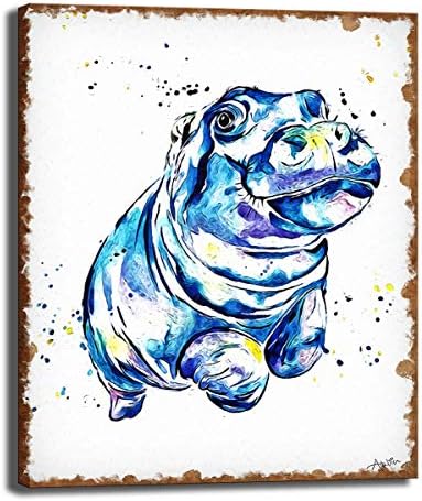 Amazon 油絵 絵画 動物画 カバ 油画 現代絵画キャンバス寝室の装飾風景 モダンアート ウォールアート インテリアアート 40 60cm フレームレス ウォールステッカー オンライン通販