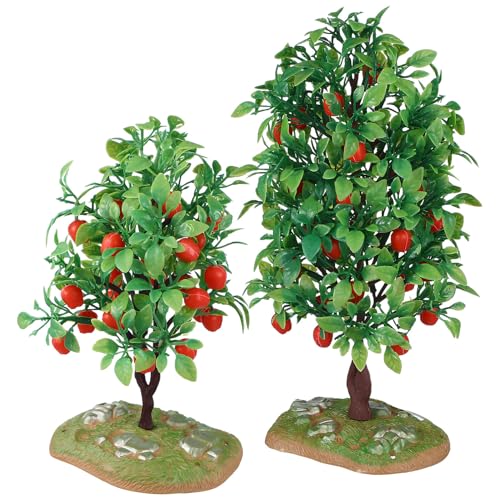 CVUTOVO 2個 ミニチュア果樹模型 リアルなリンゴの木 模型 ジオラマ ドールハウス用人工樹木 細部まで精巧なプラスチック製飾り