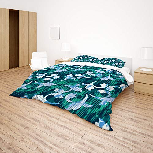 Parure de lit 3 pièces Queen Size blanche et rose avec housse de couette en polyester