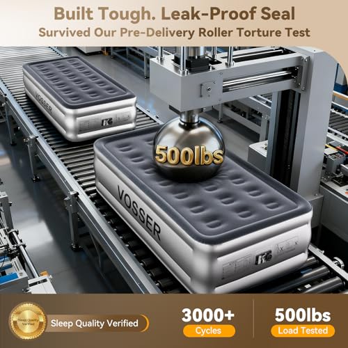 Image of VOSSER Twin Air Mattress with Built in Pump,18 inch Raised Blow Up Mattress,Inflatable Mattress in 2 Mins,Single Twin Size Air Mattress for Camping,Floor&Travel, Air Bed for Adults,330LB Max