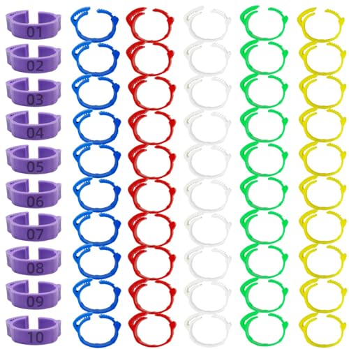 DoubleWood Large Poultry Leg Bands 60 Pcs Adjustable Chicken Leg Bands Clip on Leg Rings for Chicken Duck Guinea Goose Gamefowl Turkey 20-25mm