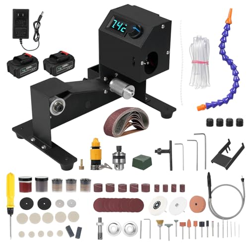 Image of KKnoon 350W Wet And Dry Belt Sander Mini Belt Sander Electric Bench Grinder with Display Screen Sanding Machine Stepless Speed Regulation Small Grinder Sharpener Polisher Machine