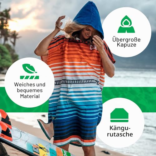 COR Surf Schnelltrocknend Surf Poncho Herren und Damen, Umkleidehilfe extra lang aus Mikrofaser… – Ansicht 4