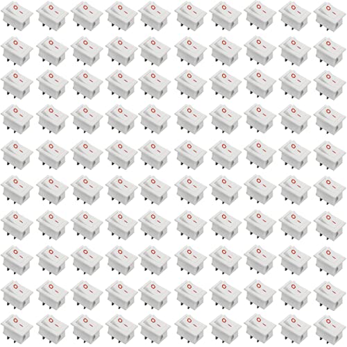 Image of Electronic spices Small Mini Boat Snap-in 2-Pin Plastic On /Off Rocker Switch Button (100psc) (WHITE)