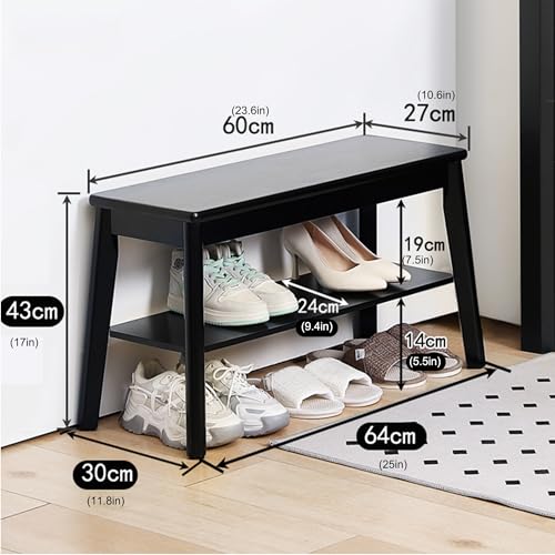 JOSIAHCQ Banco Zapatero con Almacenaje Banqueta Dormitorio para Entrada Recibidor Sala de Estar Pasillo(Nero,60cm/23.6in) - imagen 2