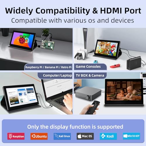 Image of 7 inch Portable Monitor, 1024x600 HDMI Raspberry Pi Screen, Dual-Speaker IPS LCD Display Mini Monitor for Laptop Xbox PS3 Raspberry Pi 5 4B 3B+