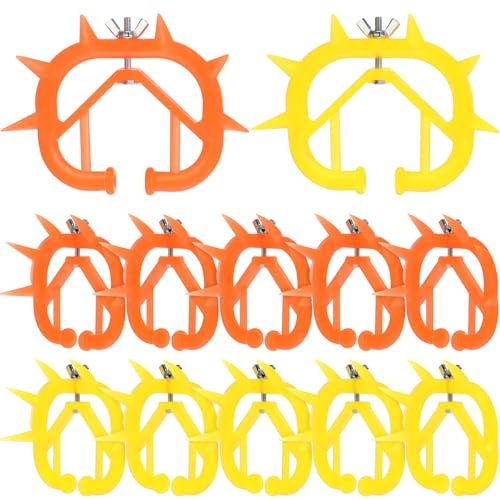 Queekay 10 Pcs Calf Weaner Nose Ring Thorn Thick Plastic Cattle Rings Livestock Weaner Nose Clip Yellow Orange Farm Equipment Weaning Tool for Cattle Prevent Milk Sucking (Thorny)