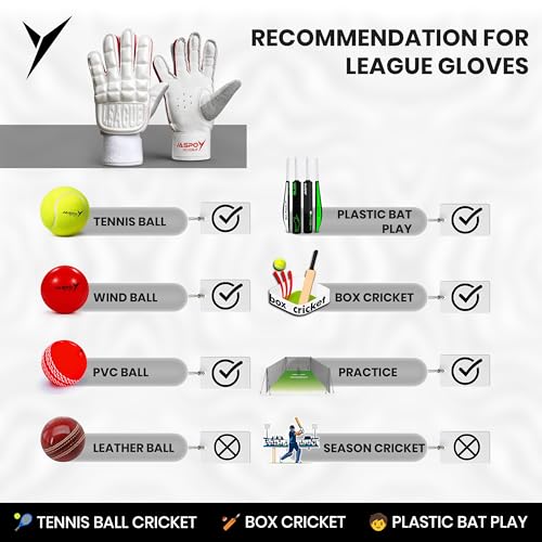 Image of Jaspo League Cricket Batting Gloves | Leather Palm for Superior Grip | EVA Foam Padding| Tri Curve Design| Air Vents| Towel Elastic Wrist| Nylon Mesh & Stitch| Ideal for Tennis Ball Cricket & Practice
