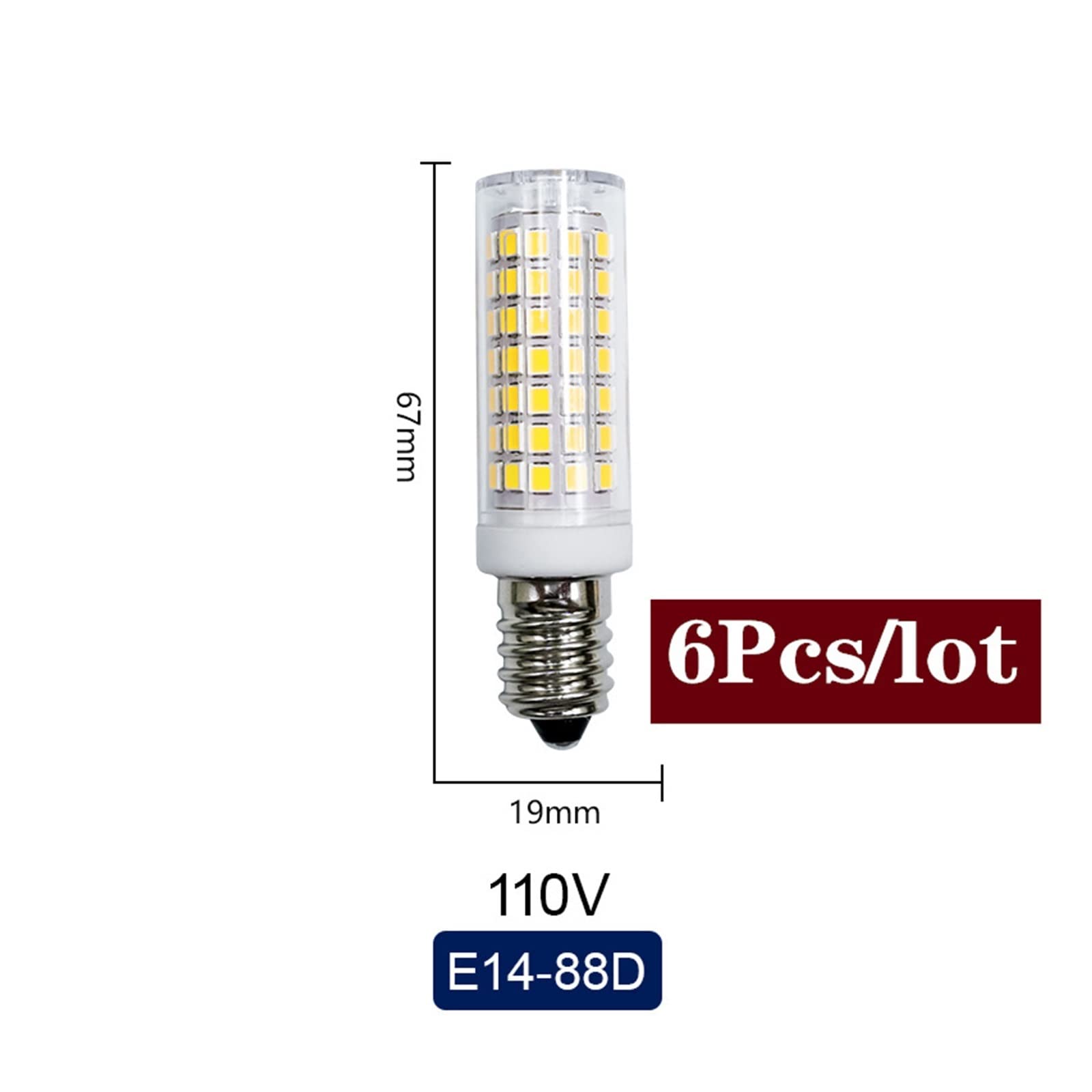 6 sztuk/partia G9 możliwość przyciemniania LED żarówka kukurydziana 12W lampa bez migotania 220V 110V E14 wymień 60W halogen na żyrandol sufitowy oświetlenie sypialni Lucky (Color : Warm White