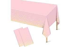 Mulbozy Disposable Pink and Gold Tablecloth 54"x108"