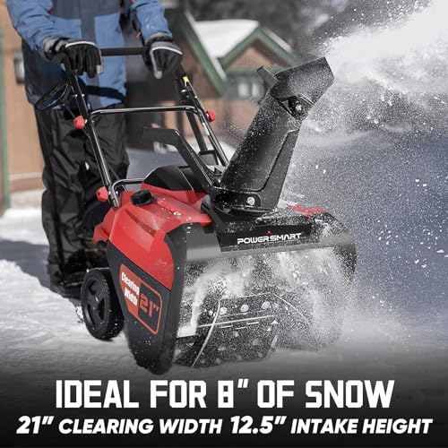 PowerSmart Single-Stage Gas Snow Blower with Electric Start, 21-Inch, 212cc 4-Stroke Engine, LED Light