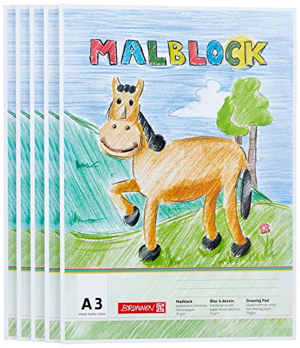 Bloc de coloriage A3 Brunnen 70g 50 feuilles pour dessin (Lot de 5)