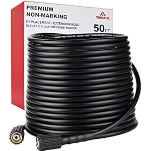YAMATIC Kink Resistant 3200 PSI 1/4 50 FT High Pressure Washer Hose Replacement With M22-14mm Brass Thread (Premium
