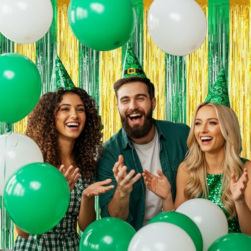 Image of BEISHIDA 2Pcs Green Gold Door Streamers Congrats Grade 2025 Decoration Backdrop Foil Fringe Tinsel Party Streamers Curtains Backdrops for Birthday 2026 Graduation St Patrick's Day (3.28 ft x 6.56 ft)