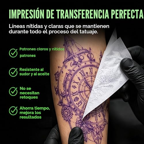 Miniatura 6 de Rayyl 50 Hojas Papel Transfer Tattoo, A4 Papel Hectografico Tattoo Transfer Paper Accesorios De Tatuaje, Ideal Para Impresora Tatuajes Y Diseño Diy